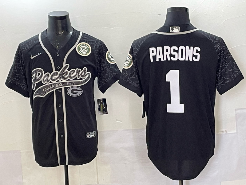 Men Green Bay Packers #1 Parsons black Nike NFL 2025 jersey 021